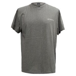 Jacquemus Logo-Print Crewneck T-Shirt in Grey Cotton